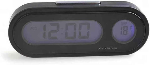 Car Clock, LED Luminous Dashboard Digital Clock, Angle-Adjustable Dual Screen Display for 12/24 Hours Switching Time & Temp, Self-Adhesive Mini Parts for Car & Home (Black)