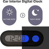 Car Clock, LED Luminous Dashboard Digital Clock, Angle-Adjustable Dual Screen Display for 12/24 Hours Switching Time & Temp, Self-Adhesive Mini Parts for Car & Home (Black)