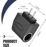 Car AC to DC Cigarette Lighter Socket, 220V to 12V Power Adapter Converter, Plug and Play Cigarette Lighter Socket for Wall Outlet, Power Supply Transformer for Most Car Devices (Black)
