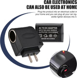 Car AC to DC Cigarette Lighter Socket, 220V to 12V Power Adapter Converter, Plug and Play Cigarette Lighter Socket for Wall Outlet, Power Supply Transformer for Most Car Devices (Black)