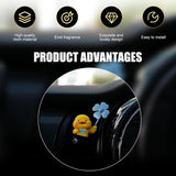 Car Air Vent Clip, 3D Stereo Cartoon Duck Decoration with Rotating Windmill, Cute Creative Dashboard Fan Outlet Trim with Adjustable Back Clip, Universal Diffuser Ornament for Cars (Yellow)