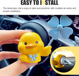 Car Air Vent Clip, 3D Stereo Cartoon Duck Decoration with Rotating Windmill, Cute Creative Dashboard Fan Outlet Trim with Adjustable Back Clip, Universal Diffuser Ornament for Cars (Yellow)