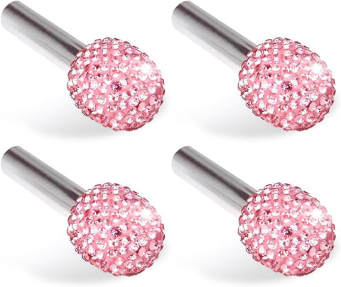 4 PCS Bling Car Door Lock Covers, Luxury Rhinestone-encrusted Door Latch Cap, Anti-rust Non-slip Pull Knob Decorative Cover, Universal Sparkly Interior Modification for Most Cars (Pink)