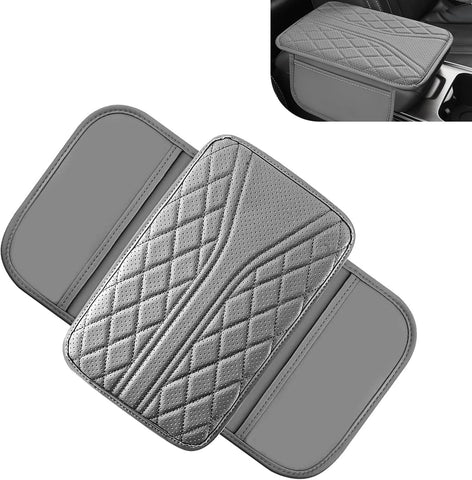 Car Armrest Cushion, Breathable Support Cover for Enhanced Elbow Comfort, Waterproof Anti-scratch Center Console Protector with Side Storage Pocket, Universal Slip-on Design for Car (Gray)