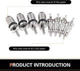 16 PCS Air Conditioning Valve Core Kit, R134A R12 Sealed Refrigeration Air Conditioner Repair Valve, HVAC AC System Port Protective Cover Set (Black)