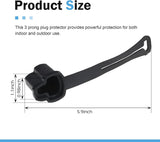 2 PCS Car 3 Prong Plug Protectors, Weatherproof Scratch-resistant Plug Cover, PVC 120 Volt Socket Cap with Extension Cord, Portable Protective Accessory for Car & Home & Outdoor (Black)