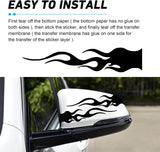 4 PCS Car Flame Stickers, Reflective Racing Style Decal, Flexible Anti-scratch Stripe Film with Back-adhesive, Universal Cuttable Trim for Body Hood Rearview Mirror Frame Helmet (Black)