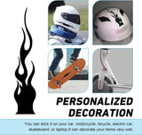 4 PCS Car Flame Stickers, Reflective Racing Style Decal, Flexible Anti-scratch Stripe Film with Back-adhesive, Universal Cuttable Trim for Body Hood Rearview Mirror Frame Helmet (Black)