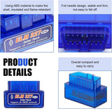 Car OBDII Diagnostic Tool, ELM327 Engine Data Scanner for Real-time Monitoring, Portable Fault Reading and Elimination Tool, Universal Bluetooth Connection for IOS Android Windows (Blue)