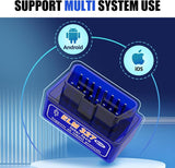 Car OBDII Diagnostic Tool, ELM327 Engine Data Scanner for Real-time Monitoring, Portable Fault Reading and Elimination Tool, Universal Bluetooth Connection for IOS Android Windows (Blue)