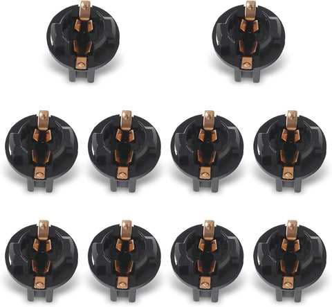 10 PCS Car T10 LED Bulb Sockets, 194 Rapid Response Twist Lock Wedge Base, Waterproof Anti-vibration Fixed Holder, Universal for Dashboard Instrument License Plate Reading Light (Black)