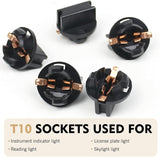 10 PCS Car T10 LED Bulb Sockets, 194 Rapid Response Twist Lock Wedge Base, Waterproof Anti-vibration Fixed Holder, Universal for Dashboard Instrument License Plate Reading Light (Black)