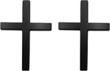 2 PCS Car Cross Badge, 3D Christ Faith Emblem with Self-adhesive, Rust-proof Scratch-covering Decoration Decal, Universal Exterior Accessory for Door Body Trunk Bumper Window (Black)