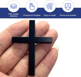 2 PCS Car Cross Badge, 3D Christ Faith Emblem with Self-adhesive, Rust-proof Scratch-covering Decoration Decal, Universal Exterior Accessory for Door Body Trunk Bumper Window (Black)
