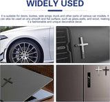 2 PCS Car Cross Badge, 3D Christ Faith Emblem with Self-adhesive, Rust-proof Scratch-covering Decoration Decal, Universal Exterior Accessory for Door Body Trunk Bumper Window (Black)