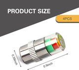 4 PCS Tire Pressure Monitor Caps, 3-color Visual Indicator, 2.4 Bar 36 PSI Valve Stem Cover, for Most Cars (Silver)