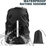 2 Pack Waterproof Rain Cover for Backpack, Reflective Rainproof Protector for Anti-Dust and Anti-Theft,M Size (for 30L-40L Backpack), 2 Pcs Black