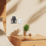 2 Pcs Wall Mount Phone Holder with Adhesive Phone Stand with Data Cable Receiving Hole, Charger Remote Control Storage Box for Bedroom, Kitchen, Bathroom, Office (Gray)