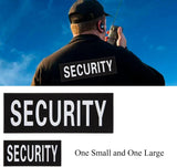 Security Patch 2 Pack Reflective Security Patch Hook and Loop Durable Fabric Patches with Reflective Printed Letters for Officer Guard Custom Uniforms Vest, Jacket, Carrier, Hat, 1Small and 1 Large