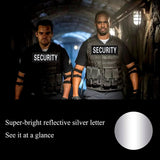 Security Patch 2 Pack Reflective Security Patch Hook and Loop Durable Fabric Patches with Reflective Printed Letters for Officer Guard Custom Uniforms Vest, Jacket, Carrier, Hat, 1Small and 1 Large