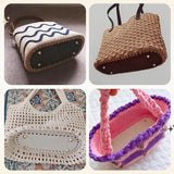 5 PCS Bag Bases 8.6" x 3.9" Purse Bottoms for Crochet Bags with 2 PCS Crochet Hook 5 Colors Leather Purse Bottoms for DIY Bags Making Supplies Kit Knitting