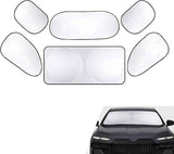 6 PCS Car Windshield Sunshades, Reflective Sun & Heat Insulation Shield Kit, Double-Sided Full Blackout Privacy Protection Cover, Foldable Shade for Most Cars SUVs (Silver) In Australia - Darrahopens