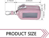 Car Key Fob Case, Double-layer Remote Key Storage Bag with Zipper Closure and Lanyard, for Men Women (Pink)