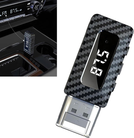 Car USB Bluetooth Receiver, 5.3 Chip Wireless FM Transmitter with LED Display, Adjustable Audio Adapter with USB Interface and 0.13" Jack, Universal Modification for Stereo System (Black)