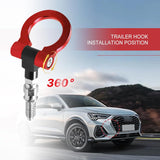 Car Front Bumper Tow Hook, Screw-on European Threaded Racing Style D-ring, Alloy Anti-rust Trailer Recovery Towing Hook, Modification Accessory for Most Car Truck SUV (Red)