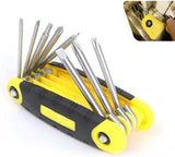 Folding Screwdriver Set, 8-in-1 Foldable High Leverage Screwdriver with Non-slip Handle, Carbon Steel Rustproof Portable Tool, Repair Tool for Car & Bike & Home (Yellow) In Australia - Darrahopens