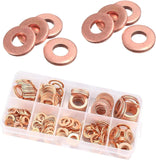 200 PCS Car Copper Crush Metric Washers Assortment Kit, 9 Sizes Flat Sealing Gasket Set, Anti-Leak Heat Resistant Oil Pan Washers, Replacement for Cars Motorcycles (Gold)