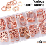 200 PCS Car Copper Crush Metric Washers Assortment Kit, 9 Sizes Flat Sealing Gasket Set, Anti-Leak Heat Resistant Oil Pan Washers, Replacement for Cars Motorcycles (Gold)
