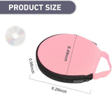 Car CD Case, 20-capacity Oxford Fabric Round Disc Organizer with Reinforced Handle, Waterproof DVD Storage Bag with Transparent Sleeves, Universal Portable CD Organizer for Car Home (Pink)