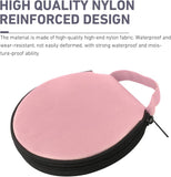Car CD Case, 20-capacity Oxford Fabric Round Disc Organizer with Reinforced Handle, Waterproof DVD Storage Bag with Transparent Sleeves, Universal Portable CD Organizer for Car Home (Pink)