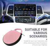 Car CD Case, 20-capacity Oxford Fabric Round Disc Organizer with Reinforced Handle, Waterproof DVD Storage Bag with Transparent Sleeves, Universal Portable CD Organizer for Car Home (Pink)