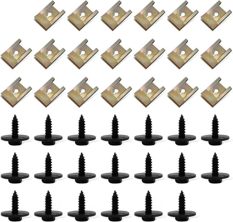 40 PCS Fender Liner Retainers, Bumper Cover Screws and U-Nuts Clips Kit, Rust-Proof Car Body Fasteners, Compatible with BMW E46 E92 E90 (Multicolored)