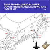 40 PCS Fender Liner Retainers, Bumper Cover Screws and U-Nuts Clips Kit, Rust-Proof Car Body Fasteners, Compatible with BMW E46 E92 E90 (Multicolored)