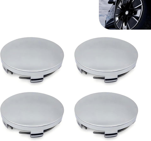 4 PCS Car Wheel Center Covers, 2.3" OD 2.2" ID Anti-rust Scratch-resistant Wheel Hub Protector, Tight Fit Snap-in Rim Caps Accessory, Universal Exterior Modification for Cars (Silver)