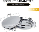 4 PCS Car Wheel Center Covers, 2.3" OD 2.2" ID Anti-rust Scratch-resistant Wheel Hub Protector, Tight Fit Snap-in Rim Caps Accessory, Universal Exterior Modification for Cars (Silver)