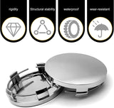 4 PCS Car Wheel Center Covers, 2.3" OD 2.2" ID Anti-rust Scratch-resistant Wheel Hub Protector, Tight Fit Snap-in Rim Caps Accessory, Universal Exterior Modification for Cars (Silver)