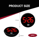 Car Digital Clock, Round Touch LED Display Screen Clock with Night Light, Anti-Drop Waterproof Mini Watch with 12H System, Universal Self-Adhesive Decoration Accessory for Car Dashboard (Red)