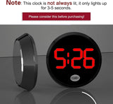 Car Digital Clock, Round Touch LED Display Screen Clock with Night Light, Anti-Drop Waterproof Mini Watch with 12H System, Universal Self-Adhesive Decoration Accessory for Car Dashboard (Red)