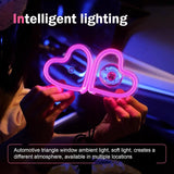Car LED Ambient Light, Heart-Shaped Neon Window Light with Suction Cup, IP65 Waterproof 5 Modes Night Lighting Decoration, Romantic Mood Interior Accessory for Cigarette Lighter Socket (Pink)