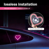 Car LED Ambient Light, Heart-Shaped Neon Window Light with Suction Cup, IP65 Waterproof 5 Modes Night Lighting Decoration, Romantic Mood Interior Accessory for Cigarette Lighter Socket (Pink)