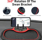 Multifunction Car Anti-slip Mat, Storage Pad & Rotatable Phone Holder & Parking Number Plate, Large Organizer Pad for Phone Keys Sunglasses, Dashboard Storage Accessory for Cars (Black & Red)