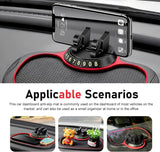 Multifunction Car Anti-slip Mat, Storage Pad & Rotatable Phone Holder & Parking Number Plate, Large Organizer Pad for Phone Keys Sunglasses, Dashboard Storage Accessory for Cars (Black & Red)
