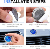 2 PCS Stick on Dashboard Car Clocks, Luminous Digital & Analog Quartz Mini Clock, Alloy Anti-Rust Round Watch, Self-Adhesive Interior Decoration for Most Cars Trucks SUVs (Black & Blue)