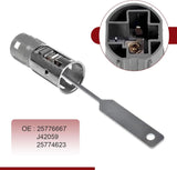 2 PCS Car Cigarette Lighter Socket and Removal Tool, 12 V Cigarette Lighter Outlet Set, Replacement OEM# 25776667 J42059 25774623, Compatible with Chevy GMC Buick Pontiac Saturn (Silver)