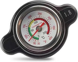 Car Radiator Cover, 1.8 Bar High-pressure Fuel Tank Cap with Thermometer, Waterproof Real-time Temperature Monitoring Tool with Sealing Ring, Compatible with Suzuki Yamaha (Black)