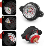 Car Radiator Cover, 1.8 Bar High-pressure Fuel Tank Cap with Thermometer, Waterproof Real-time Temperature Monitoring Tool with Sealing Ring, Compatible with Suzuki Yamaha (Black)